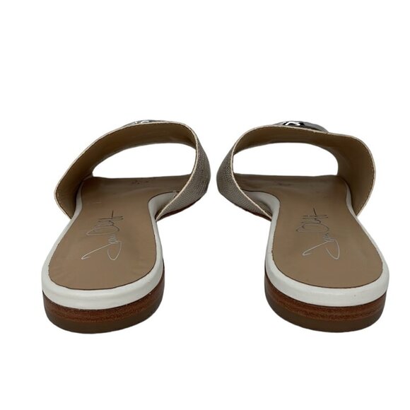 Joan Oloff Sandals Flats White Leather Silver Buckle Size 6.5 - Picture 5 of 13